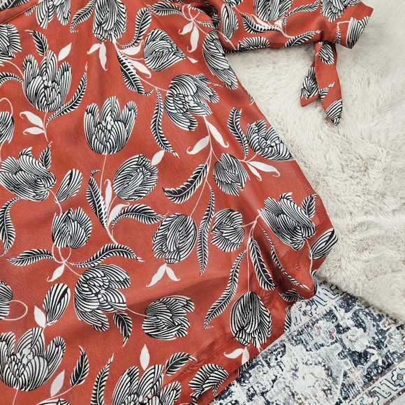 Ann Taylor Factory Floral Multicolor Off the Shoulder Blouse Top XL - Picture 3 of 6